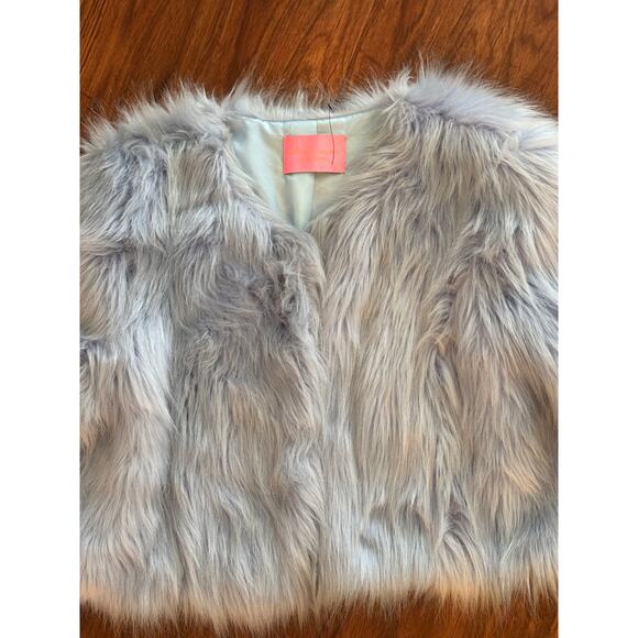 Azelea Wang Blue Vegan Faux Fur Crop Jacket Coat size Women’s XL - Picture 5 of 9